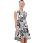 Abstract Pattern Frill Swing Dress