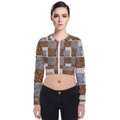 Animal Skin Pattern Long Sleeve Zip Up Bomber Jacket by Sparkle