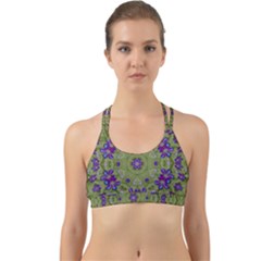 Retro And Tropical Paradise Artwork Back Web Sports Bra by pepitasart
