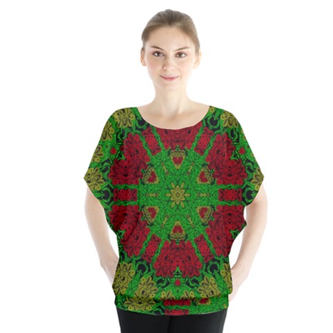 Peacock Lace So Tropical Batwing Chiffon Blouse by pepitasart