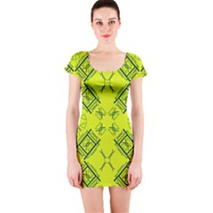 Abstract Pattern Geometric Backgrounds   Short Sleeve Bodycon Dress by Eskimos