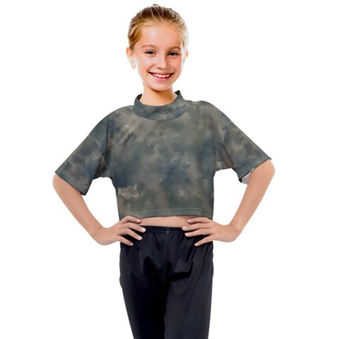 Algae Texture Patttern Kids Mock Neck Tee by dflcprintsclothing