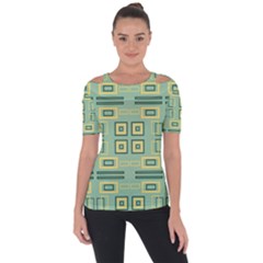 Abstract Pattern Geometric Backgrounds   Shoulder Cut Out Short Sleeve Top by Eskimos