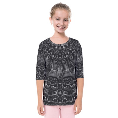 Charcoal Mandala Kids  Quarter Sleeve Raglan Tee by MRNStudios