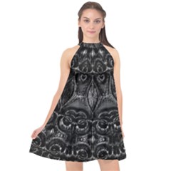 Charcoal Mandala Halter Neckline Chiffon Dress  by MRNStudios