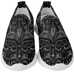 Charcoal Mandala Kids  Slip On Sneakers by MRNStudios