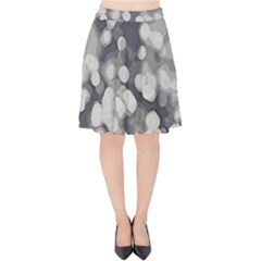 Gray Circles Of Light Velvet High Waist Skirt by DimitriosArt