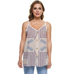 Abstract Pattern Geometric Backgrounds   Casual Spaghetti Strap Chiffon Top by Eskimos