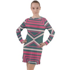 Abstract Pattern Geometric Backgrounds   Long Sleeve Hoodie Dress by Eskimos