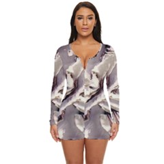 Abstract Wannabe Two Long Sleeve Boyleg Swimsuit by MRNStudios