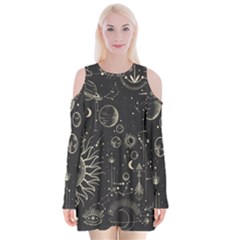 Mystic Patterns Velvet Long Sleeve Shoulder Cutout Dress by CoshaArt