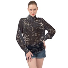 Mystic Patterns High Neck Long Sleeve Chiffon Top by CoshaArt