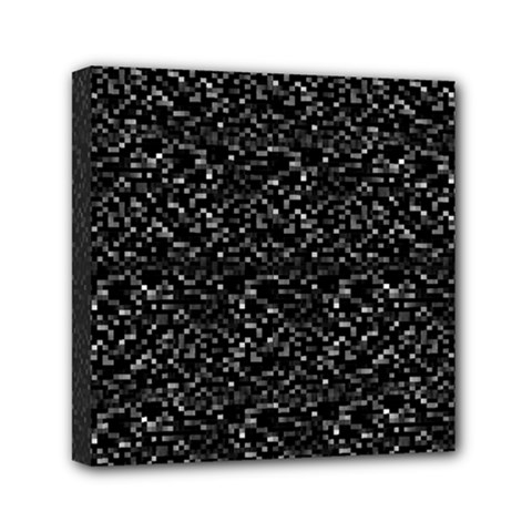 Pixel Grid Dark Black And White Pattern Mini Canvas 6  X 6  (stretched) by dflcprintsclothing