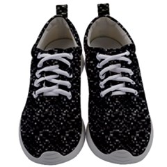 Pixel Grid Dark Black And White Pattern Mens Athletic Shoes by dflcprintsclothing