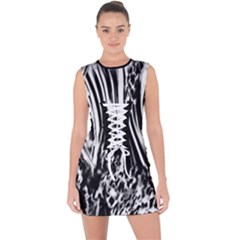 Zebra Leopard Black 7000 Lace Up Front Bodycon Dress