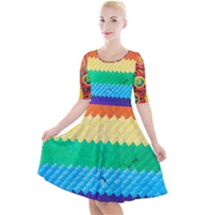 Mandalas-1084082 Textured-rainbow Quarter Sleeve A-line Dress by jellybeansanddinosaurs