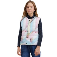 Rainbow-cake-layers Marshmallow-candy-texture Kid s Short Button Up Puffer Vest	 by jellybeansanddinosaurs