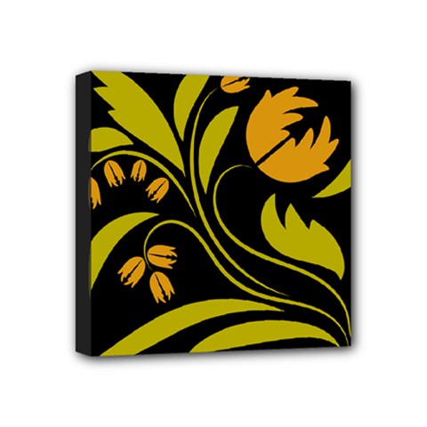 Folk Flowers Floral Art Print Flowers Abstract Art  Mini Canvas 4  X 4  (stretched) by Eskimos