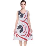 Folk flowers print Floral pattern Ethnic art V-Neck Midi Sleeveless Dress 