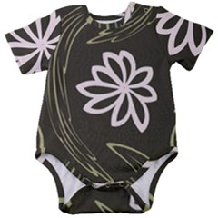 Folk Flowers Print Floral Pattern Ethnic Art Baby Short Sleeve Onesie Bodysuit by Eskimos