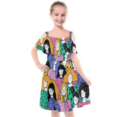 Women Kids  Cut Out Shoulders Chiffon Dress by Sparkle