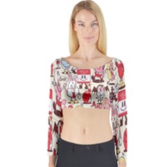 Retro Food Long Sleeve Crop Top by Sparkle