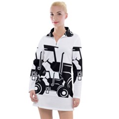 Black-farm-tractor-cut Women s Long Sleeve Casual Dress