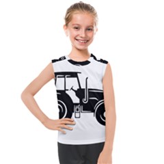 Black-farm-tractor-cut Kids  Mesh Tank Top