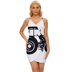 Black-farm-tractor-cut Wrap Tie Front Dress