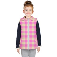 Pink Tartan 4 Kids  Hooded Puffer Vest by tartantotartanspink