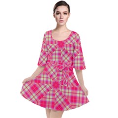 Pink Tartan-10 Velour Kimono Dress by tartantotartanspink