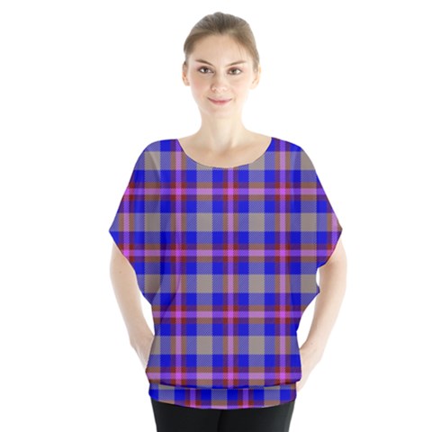 Tartan 2 Batwing Chiffon Blouse by tartantotartanspink