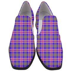 Tartan Purple Women Slip On Heel Loafers by tartantotartanspink2