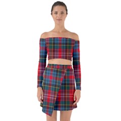 Caledonia Modern Tartan Off Shoulder Top With Skirt Set by tartantotartansred