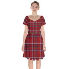 Brodie Clan Tartan 2 Short Sleeve Bardot Dress by tartantotartansred