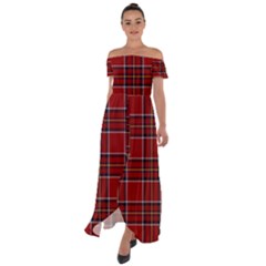 Brodie Clan Tartan 2 Off Shoulder Open Front Chiffon Dress by tartantotartansred