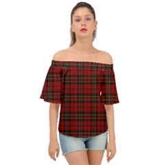 Brodie Clan Tartan Off Shoulder Short Sleeve Top by tartantotartansred