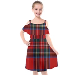 Stewart Royal Modern Tartan Kids  Cut Out Shoulders Chiffon Dress by tartantotartansreddesign