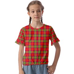 Tartan And Plaid 3 Kids  Cuff Sleeve Scrunch Bottom Tee