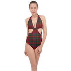 Stewart Of Rothesay Halter Front Plunge Swimsuit by tartantotartansallreddesigns