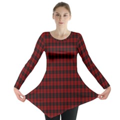 Tartan Red Long Sleeve Tunic  by tartantotartansallreddesigns