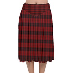 Tartan Red Velvet Flared Midi Skirt by tartantotartansallreddesigns