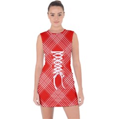 194 B Lace Up Front Bodycon Dress by tartantotartansallreddesigns