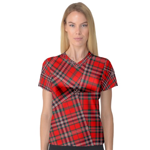 Macfarlane Modern Heavy Tartan V-neck Sport Mesh Tee by tartantotartansallreddesigns