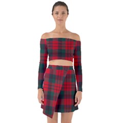 Macduff Modern Tartan Off Shoulder Top With Skirt Set by tartantotartansallreddesigns