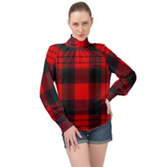 Macduff Modern Tartan 2 High Neck Long Sleeve Chiffon Top by tartantotartansallreddesigns