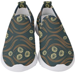 Folk Flowers Print Floral Pattern Ethnic Art Kids  Slip On Sneakers