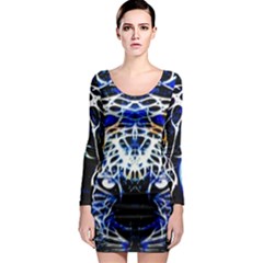 Officially Sexy Panther Collection Blue Long Sleeve Bodycon Dress by ShopOfficiallySexy