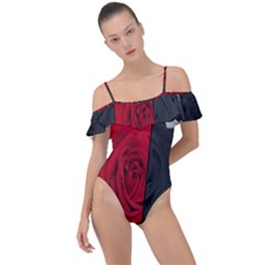 Roses Rouge Fleurs Frill Detail One Piece Swimsuit by kcreatif