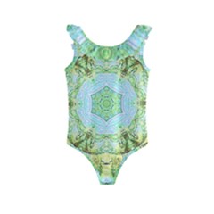 Green Marble Kids  Frill Swimsuit